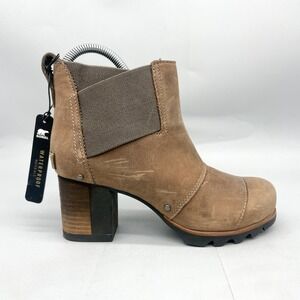 Sorel Womens Size 5 Addington Chelsea Boot Waterproof Leather Brown Chunky Heel